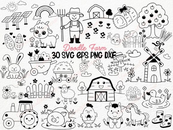30 Doodle Farm SVG Animals Outline: A Practical Guide for Crafters