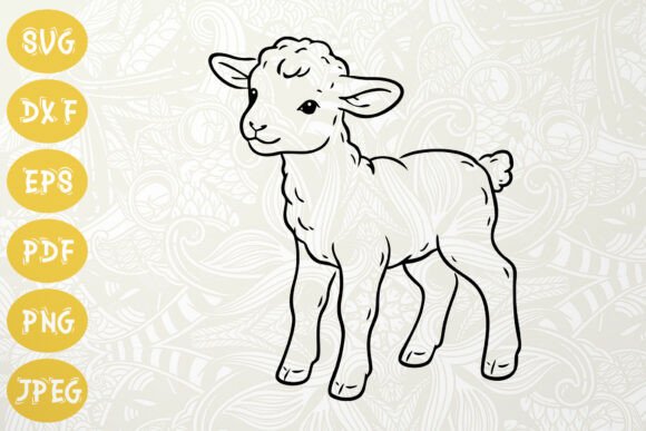 Baby Lamb SVG Outline for Easter