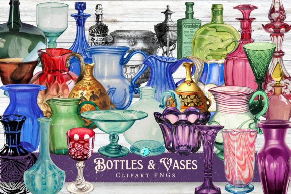 Beautiful Bottles and Vases Clipart PNGs