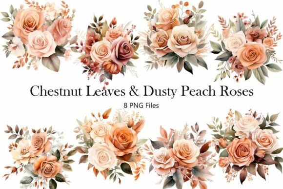 Chestnut Leaves Dusty Peach Roses: Blending Autumnal Warmth with Romantic Design