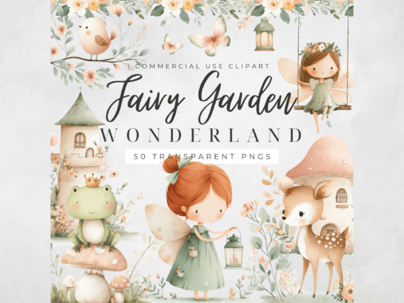 Creating Enchanted Visuals with Fairy Garden Clipart Watercolor PNG Sets