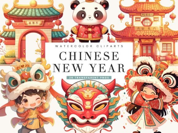 Cute Chinese New Year Clipart Bundle