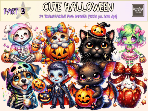 Cute Halloween Clipart P3: Embracing the Soft Side of Spooky Season