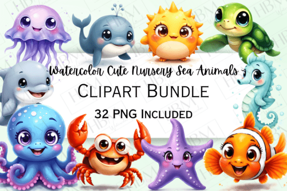 Cute Watercolor Ocean Animals Clipart: A Creative Resource for Every Project
