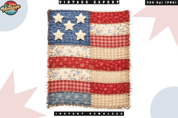 Elevating Patriotic Design with the Patchwork American Flag Crochet Yarn PNG