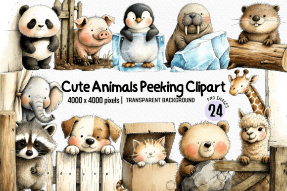 Evaluating the Cute Animals Peeking Clipart Bundle PNG for Creative Projects