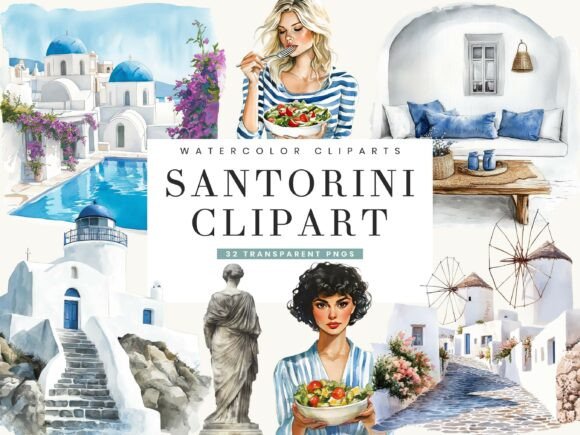 Evaluating the Watercolor Hello Santorini Clipart Bundle for Creative Projects