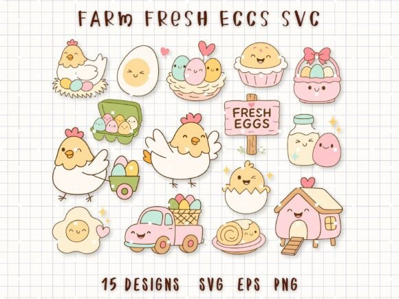 Farm Fresh Eggs SVG: Cute Chicken Clipart
