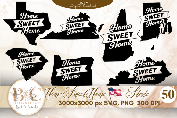 Home Sweet Home USA State SVG Bundle: Elevate Your Crafts with Retro Americana Designs