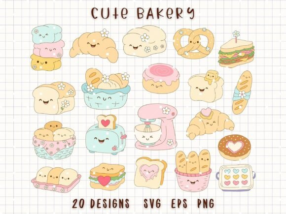 Infusing Warmth and Charm into Digital Design with the Bakery Clipart Bundle Cute Bread Svg