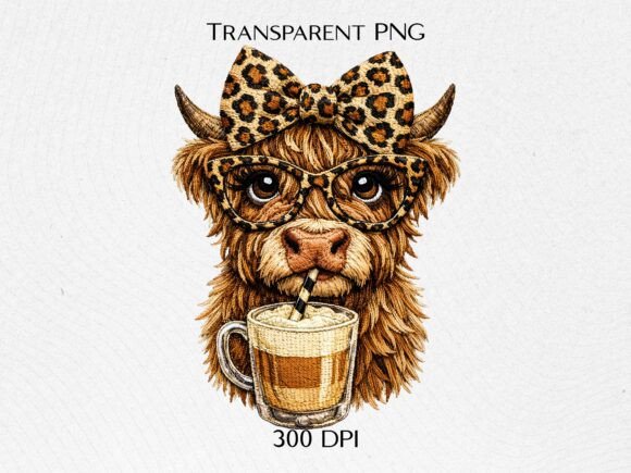 Leopard Highland Cow PNG for Trendy Designs