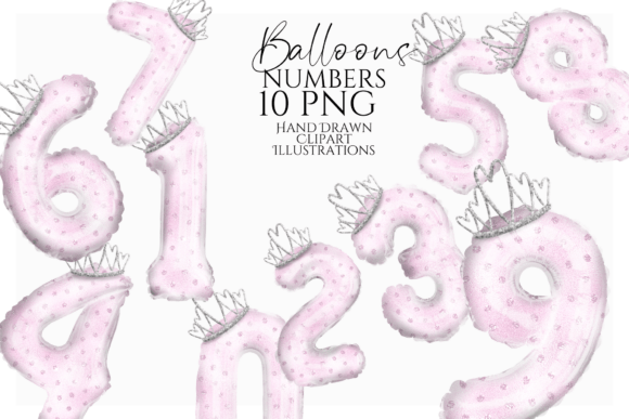 Princess Crown Balloon Numbers PNG Set: A Practical Asset for Royal-Themed Designs
