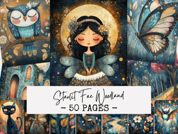 Starlit Fae Woodland Junk Journal Pages