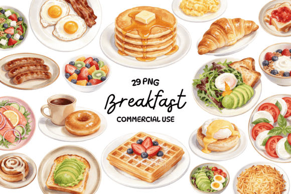 Start Your Day With Watercolor Breakfast Clipart