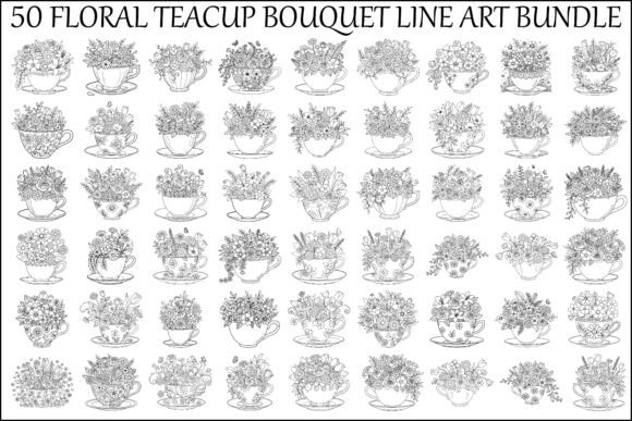 The Art of Simplicity: Exploring the Floral Teacup Line Art Bundle for Modern Creativity