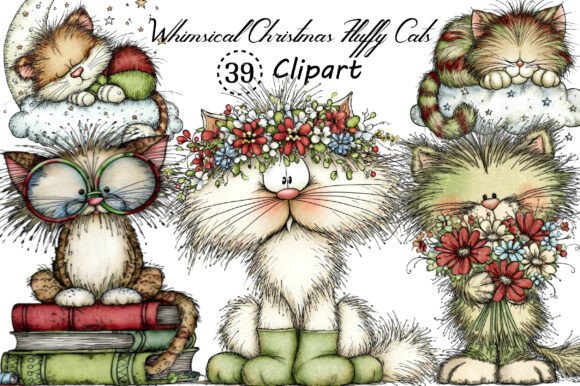 Transforming Holiday Designs with Whimsical Christmas Fluffy Cats Clipart