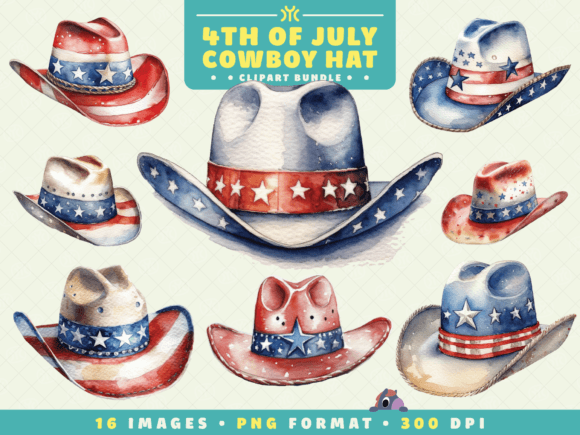 Watercolor 4th of July Cowboy Hat PNG: A Creative Essential for Patriotic Designs