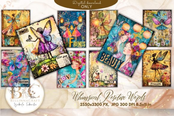 Whimsical Positive Words Junk Journal Assets